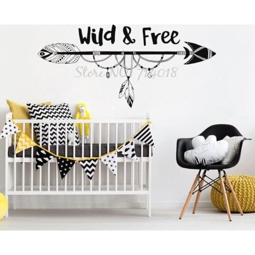 Wild and Free Arrow Wall Decal Tribal Arrows Quotes Wall Stickers for Kids Rooms Nursery Wall Decor Bohemia Wall Art Murals B35