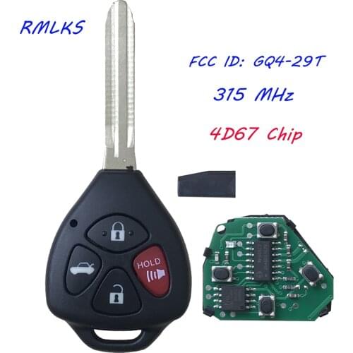 CAR KEY FOB FCC# GQ4-29T FOR TOYOTA COROLLA VENZA 2007 2008 2009 2010 3/4 Button Remote Head Key DOT CHIP G CHIP