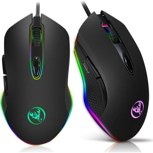 HXSJ S500 Macro Programming Game Mouse RGB Light Cable Mouse Electric Race 4800DPI Adjustable Desktop Computers Opto-electronic
