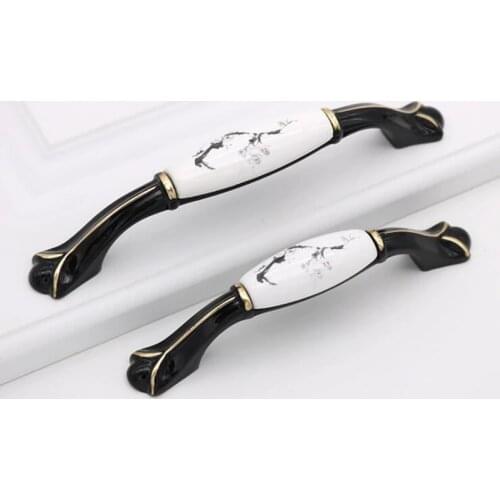 Classical Ceramic Handle Cabinet Knob and Pull European Vintage Flower Cupboard Handle Kitchen Closet Door Handle Lucky Pattern