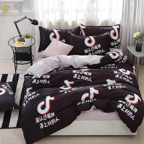 2021New black King Bed Quilt Cover Queen Size Bedding Covers Cartoon Kids Bed Linen Single For Children Double Bedding Sets