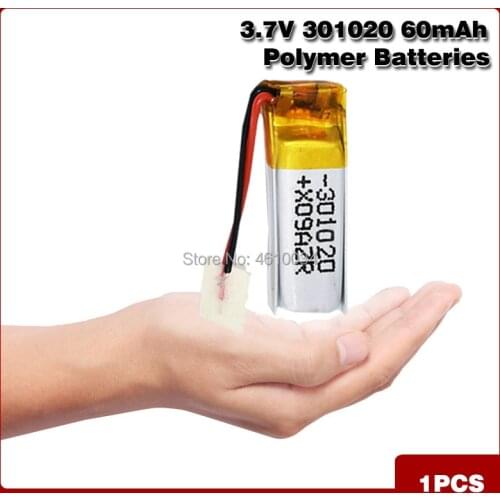 60mAh 3.7v lithium polymer battery 301020 li-polymer Rechargeable battery 301020 For bluetooth earphone toy recording pen MP5