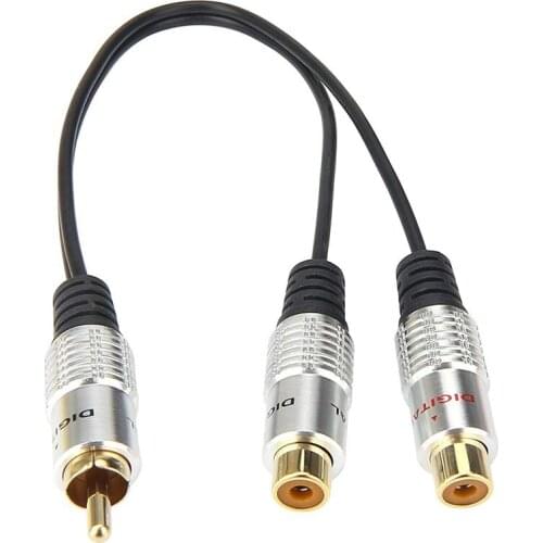 Metal RCA Female to Dual 2-RCA Male Gold Plated Adapter, Stereo Splitter Y Audio Cable(RCA F-2 RCA M) (1 Male to 2 Female)