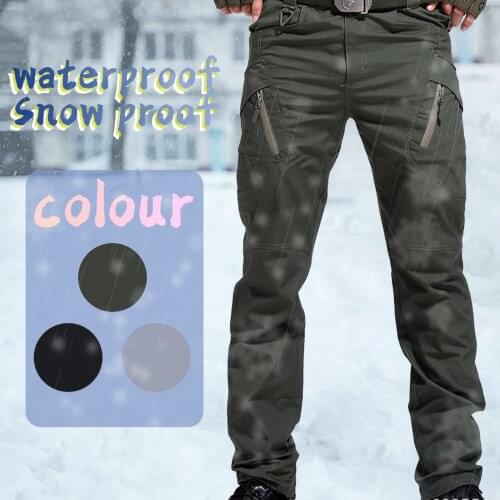 40# Men Hiking Pants Fleece Thicken Outdoor Trousers Waterproof Windproof Thermal for Camping Ski Climbing Hiking Trousers
