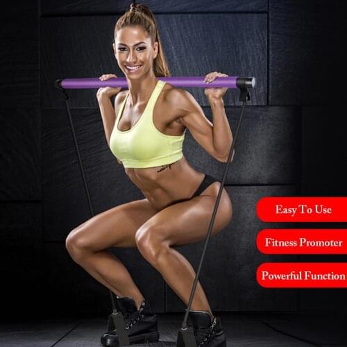 Fitness Foldable Pilates Bar Kit With Resistance Band Pilates Exercise Stick Toning Bar Fitness Home Yoga Gym, Body Workout