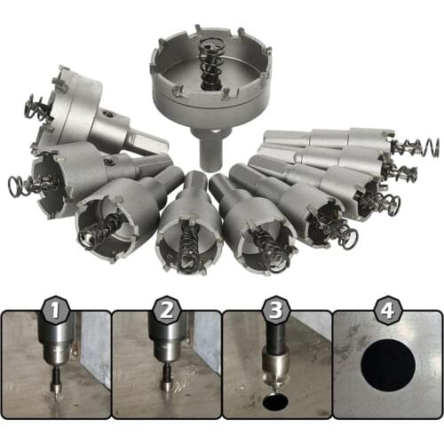 15-50mm TCT Hole Saw Drill Bits Alloy Carbide Cobalt Steel Cutter Stainless Steel Plate Iron Metal Cutting Kit Free Shipping