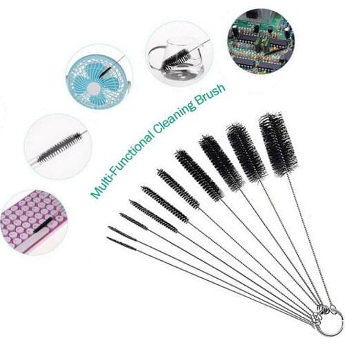 Kitchen Cleaning Brushes 10pcs Nylon Bottle Straw Household Cleaning Brush Set Bristle Kit Tube Bottle Straw Washing Cleaner