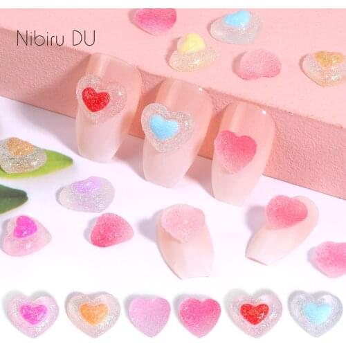 Nail Art Decoration Love Heart Shaped Resin 50Pcs/Pack For DIY Creation Manicure Freshing Nail Charms Accessories Design