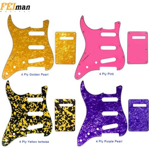 Pleroo left handed Guitar Pickguard with Back Plate suit for USA/Mexico Fender Stratocaster Standard SSS ST Scratch Plate