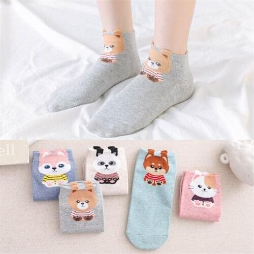 New Arrival 1 Pair Cartoon Socks Women Fashion Korean Japanese Harajuku Cute Happy Short Socks For Ladies Top Quality Wholesale