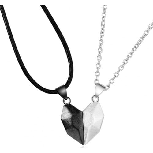 New Arrival Unisex Fashion Wishing Stone Heart Shape Design Couple Necklace Neck Chain Pendant Jewelry Wholesale Dropshipping