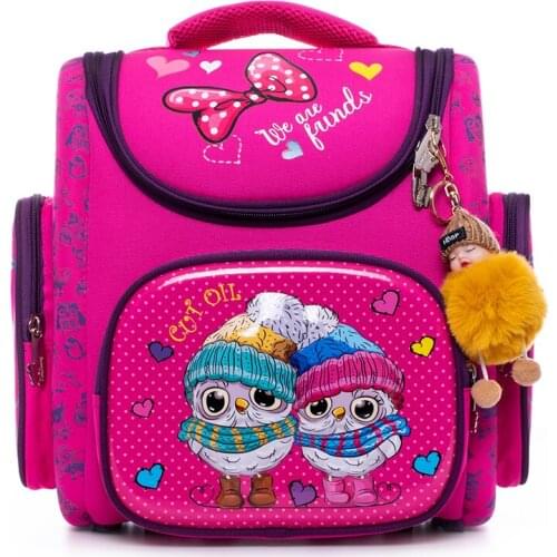 3D Orthopedic Schoolbag Backpacks Satchel Girls Cartoon Owls Kids Satchel Children School Bags Knapsack Mochila Escolar 2020 New