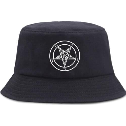 Pentagram Occult Satan Print Fishermans Caps Outdoor Unisex Bucket Hats Sun Shade Summer Panama Hat Foldable Casual Beach Cap