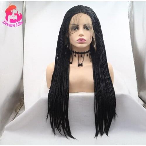 Dream Like Lace Front Braided Wigs For Black Women Synthetic Hair African Box Braid Wig Heat Resistant Long Black Lace Wigs