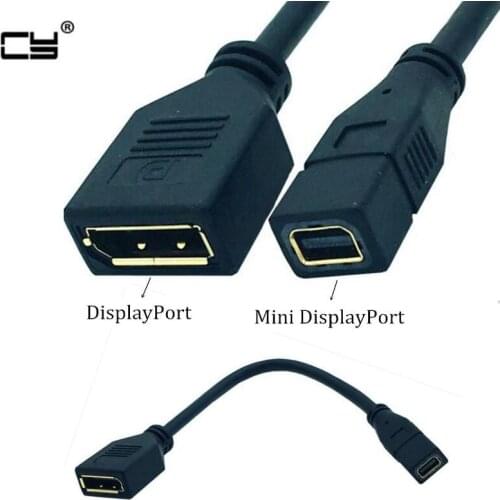 Gold Plated DP to Mini DP Female Mini 1080P HD Displayport to Female Displayport Adapter Cable Converter 30cm