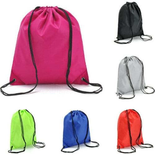 7 Colors Simple Solid Color Drawstring Bags Sports Waterproof Backpack for Men Women Students Black Gray Fluorescent Green