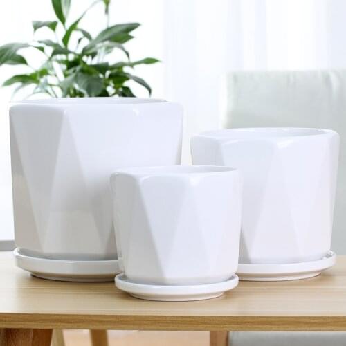 Simple Ceramic Flower Pot Nordic Style Creative Plant Flower Pot with Tray Home Christmas Decoration