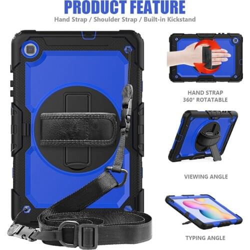 Shockproof Kids Safe Protective Cover with Shoulder Strap for Samsung Galaxy Tab S6 Lite P615/P610 Silicone Case+Pen