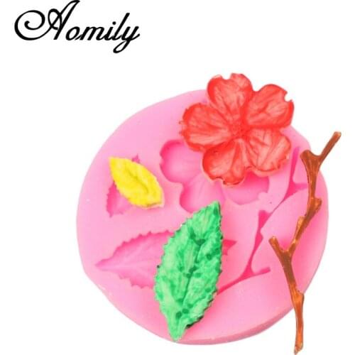 Aomily 3D Peach Blossom Cake Fondant Silicone Mold DIY Handmade Cookies Chocolate Mould Kitchen Cake Decorating Tools Bakeware