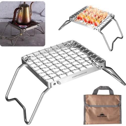 Mini Folding Grill Rack with Adjustable Gear for Camping Hiking Fishing BBQ Camping Folding Grill Rack