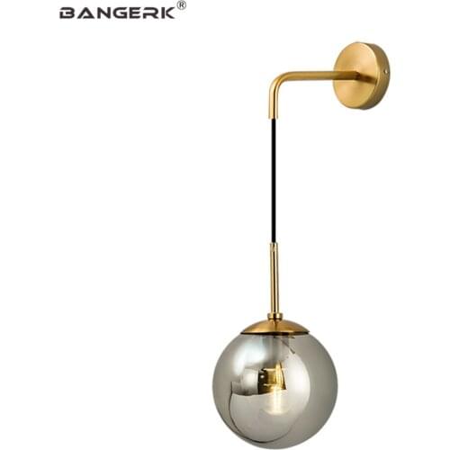 Modern Glass Ball Wall Lamp Loft Decor LED Sconce Wall Lights Iron Gold Adjust Bedside Wall Lamp Home Lighting Luminaire