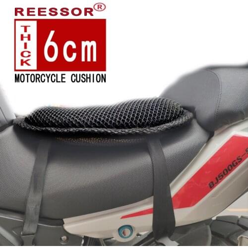 REESSOR Super thick Motorcycle seat cushions summer ventilated 6cm thick net motorbike seat mat,cruisers travel bikes cushion