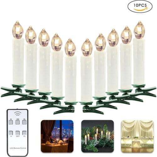 10Pcs LED Battery Candles Wireless Remote Control Operated Light For Hallowmas Christmas Tree Party Wedding Decorative Lights