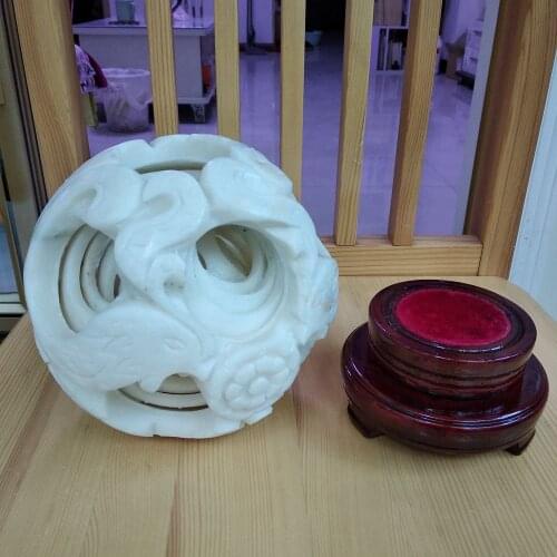 Magical Rare interlink Puzzle Ball 5 Layer series Sphere mystical Dragon pattern by nature green Jade