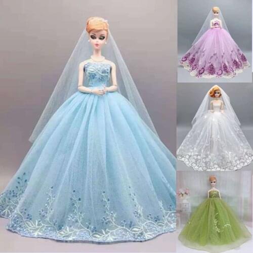 High Quality 11.5" Doll Outfits Floral Wedding Dresses For Barbie Doll Clothes Princess Gown Evening Dress 1/6 BJD Accessories