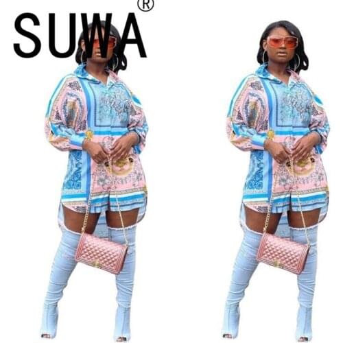 Women Full Sleeve Vintage Print Shirt Summer Casual Sexy Party Club Blouse Female Clothes Tops