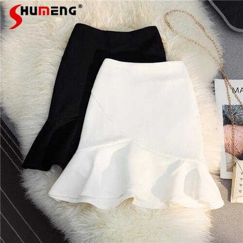 2021 Spring and Summer Versatile High Waist A- line Fishtail Flounce Peplum Hip-Wrapped Little Short Skirt for Women