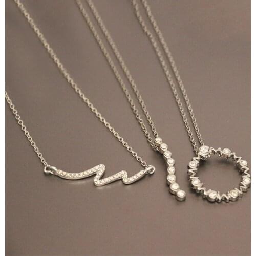 1pc Geometric Round Bar Wave Stainless Steel Custom Necklace Crystals Pendants Necklaces Women Girls Fashion Birthday Gift