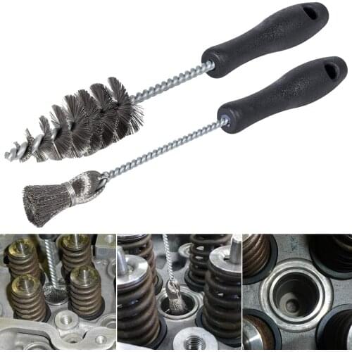 2 pcs Sleeve Cup Seat/Bore Cleaning Brush Replace For Ford Powerstroke CAT 3126 C7 C9 Navistar Maxxforce Stainless Steel