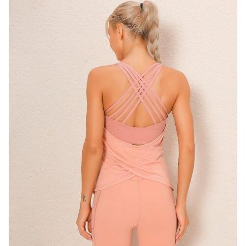 2020 Polyamide breathable breathable sexy back long tank top yoga clothing sports running fitness clothing