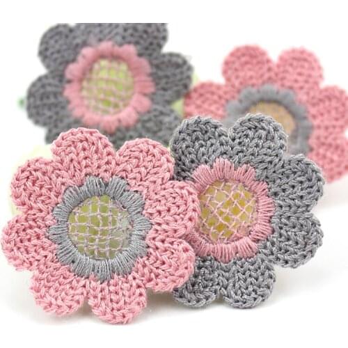 30Pcs 3.5cm Woolen Yarn Embroidery Flowers Patches Appliques For DIY Headwear Hairpin Crafts Decor Ornament Accessories