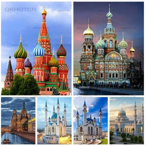 5D Diy Full Square Diamond Painting Scenery Diamond Embroidery Mosque Picture of Rhinestones Diamond Mosaic Wall Art Home Decor