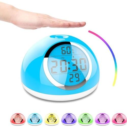 7 Colors Awakening Light Night Light LED RGB Multifunctional Alarm Clock Table Lamp Function Snooze Sunrise 6 Sounds Natural