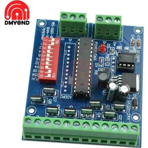 8-channel RGBW DMX512 Decoder Board 2 Set LED Strips Controller Constant Voltage Common Anode Decoder Dimmer Controller DC 5-24V