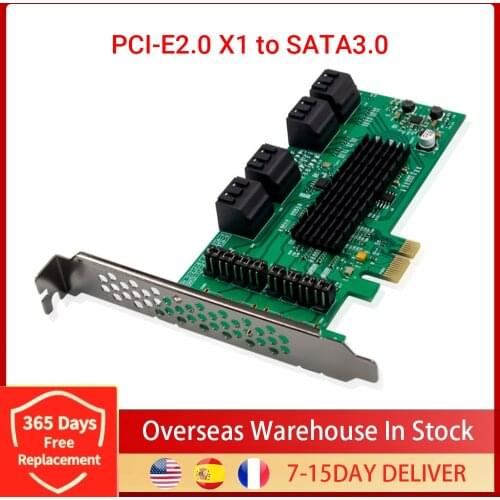 8-Port PCI-E2.0 X1 to SATA3.0 Converter PCI SATA III Expresses Controller Adapter Expansion Card for PC Laptop
