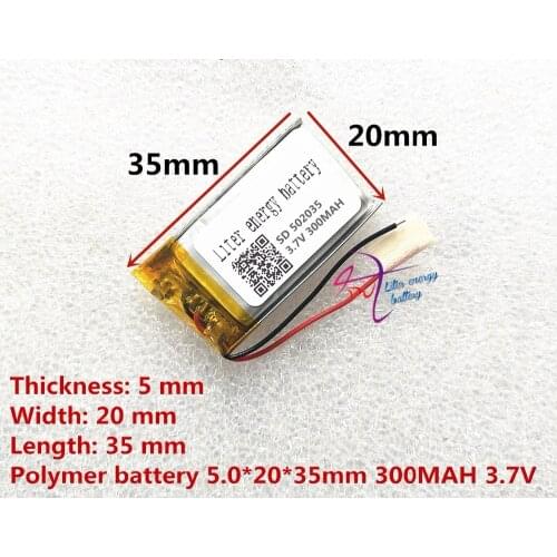 Free shipping)Battery factory outlet 3.7V 502035 300 mah lithium-ion polymer battery quality goods