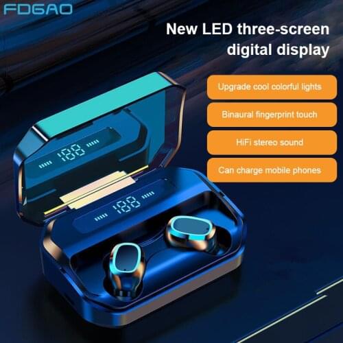 Wireless Headphones TWS Bluetooth Earphones 2200mAh Charging Box Sports Waterproof Headsets HiFi Stereo Earbuds with Microphones