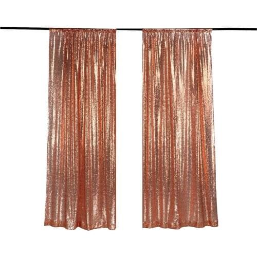 Sequin Backdrop Curtain Panel 2x8FT-Rose Gold, Sequin Photography Backdrop Curtain for Party/Home Curtain Decoration 2pcs Pocket