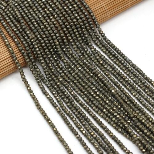 3x4mm Natural Stone Small Beads Faceted Abacus Natural Pyrites Loose Beads for Making DIY Jewerly Necklace Bracelet Accessories