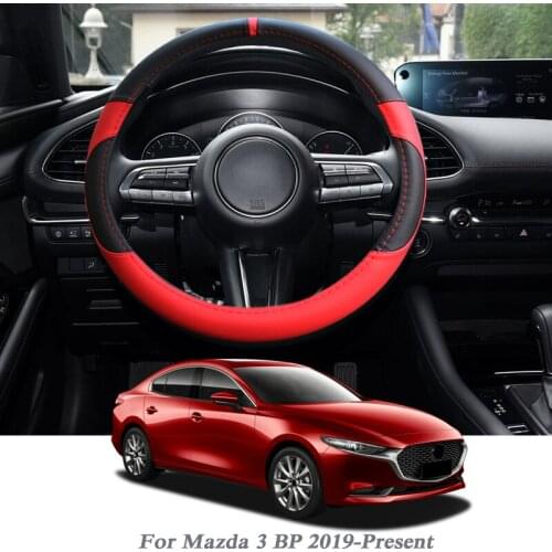 Car Styling For Mazda 3 BP 2019-Present Steering Wheel Cover Leather steering-wheel Cover Interior Accessory