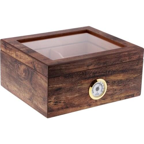 Wooden Cigar Humidor Humidifier With Hygrometer Case Box Holder Organizer