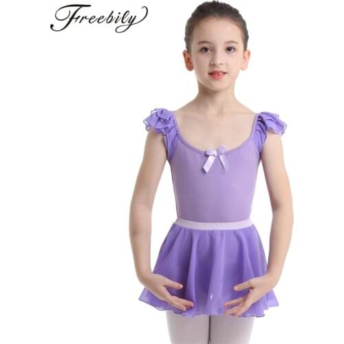 Kids Girls Professional Ballet Dress Ballet Leotard with Ruffled Tutu Skirts Gymnastics Leotard Ballerina Lyrical Dance Costumes
