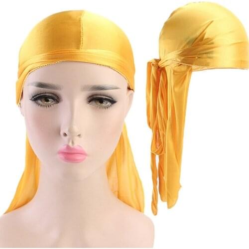 Long Tail Silk Scarf Muslim Turban Doo Rag Pirate Hat Chemo Caps Hijab