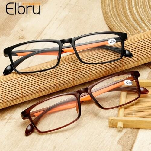 Elbru Women Men Vintage Reading Glasses Ultralight TR90 Resin Hyperopia Eyeglasses Female Presbyopic Glasses Diopters +1.0 +4.0