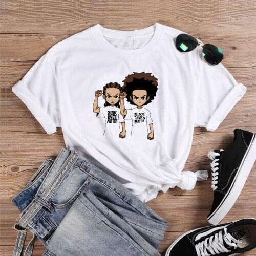 Colored black lives matter Cartoon boy T-Shirt funny 100% Cotton graphic women grunge Fashion casual quote unisex tshirt top tee