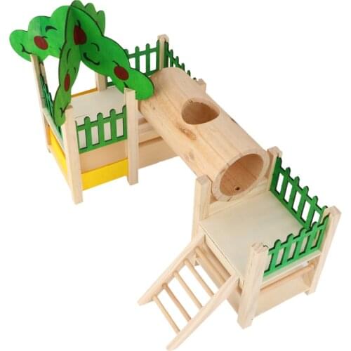 Jaula para Hamster accessories Wooden House Playing Castle Funny Climbing Ladder Hut Play cages for hamsters Pet hedgehog